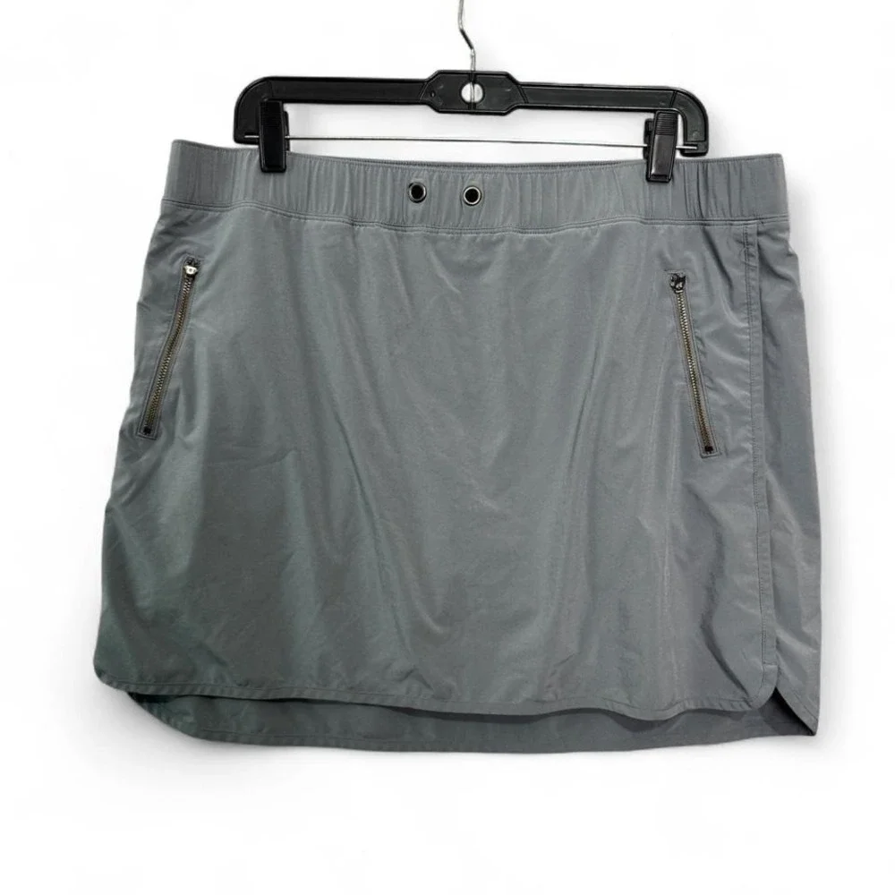 Athleta Gray‎ Athletic Skort Womens XL Built-In Shorts Zip Pocket Active Tennis